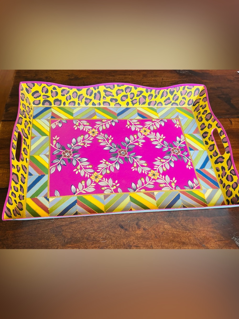 MacKenzie-Childs Paradise Handled hand painted toleware tray